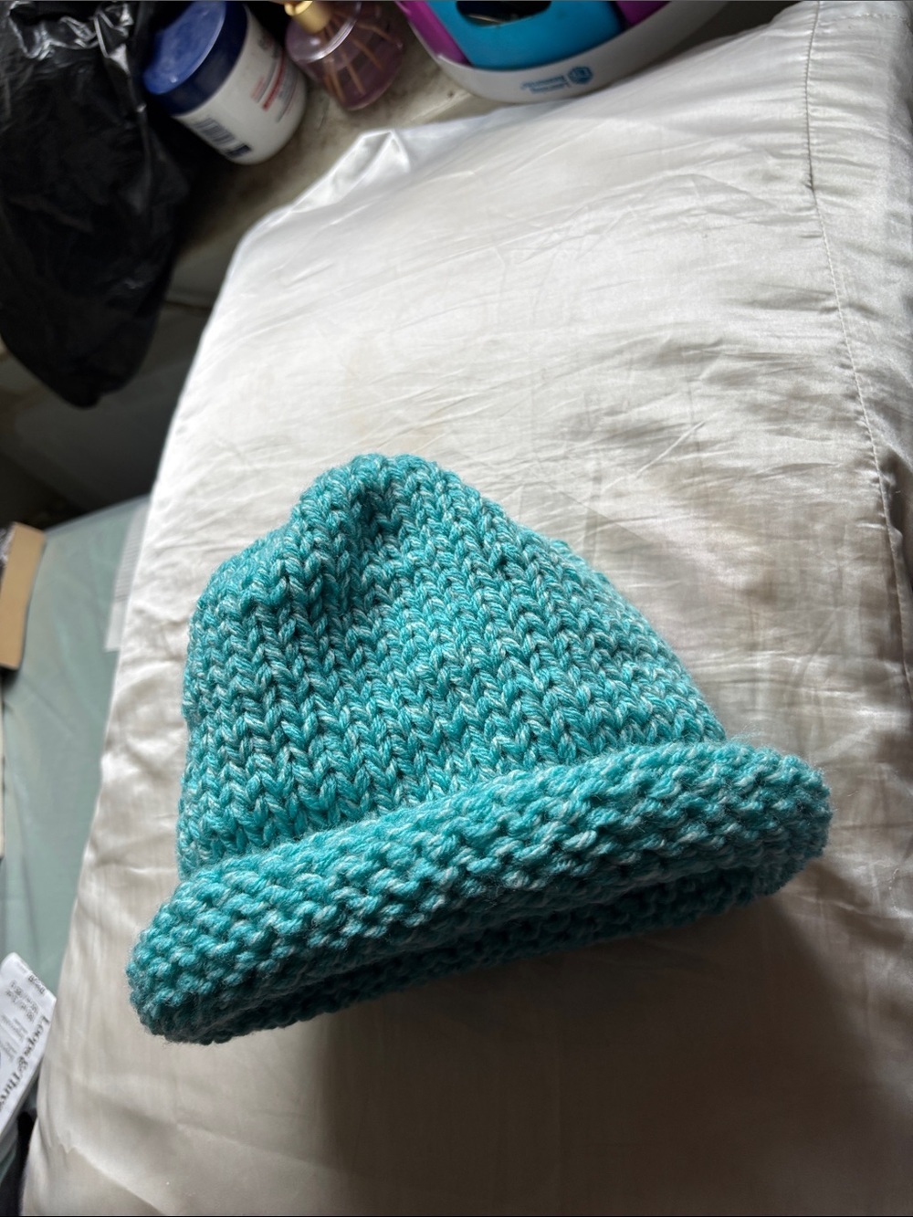 Kids Knit Beanie Hat in Teal - Unbranded